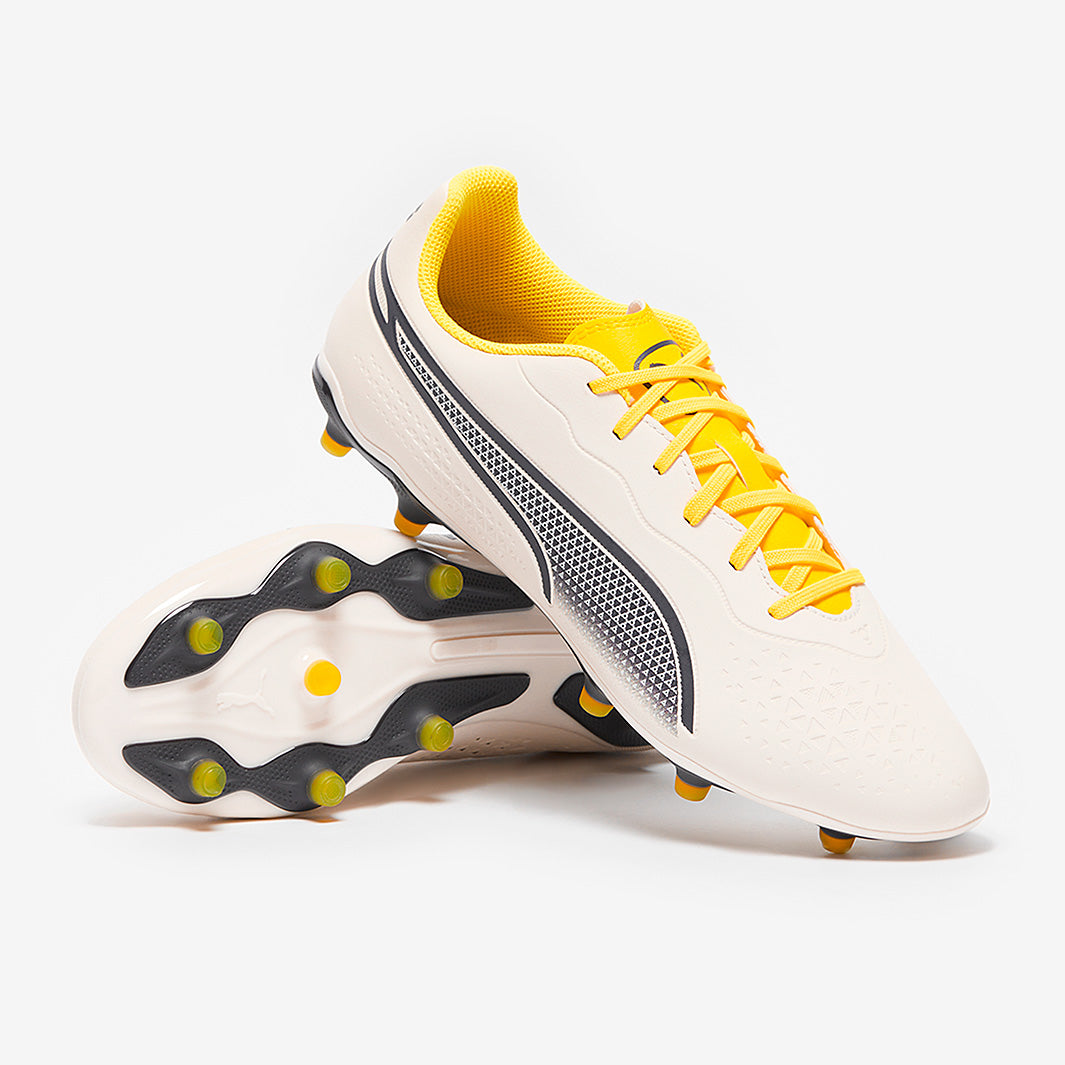 Puma King Match FG/AG - Alpine Snow/Asphalt/Yellow Blaze - Mens Boots