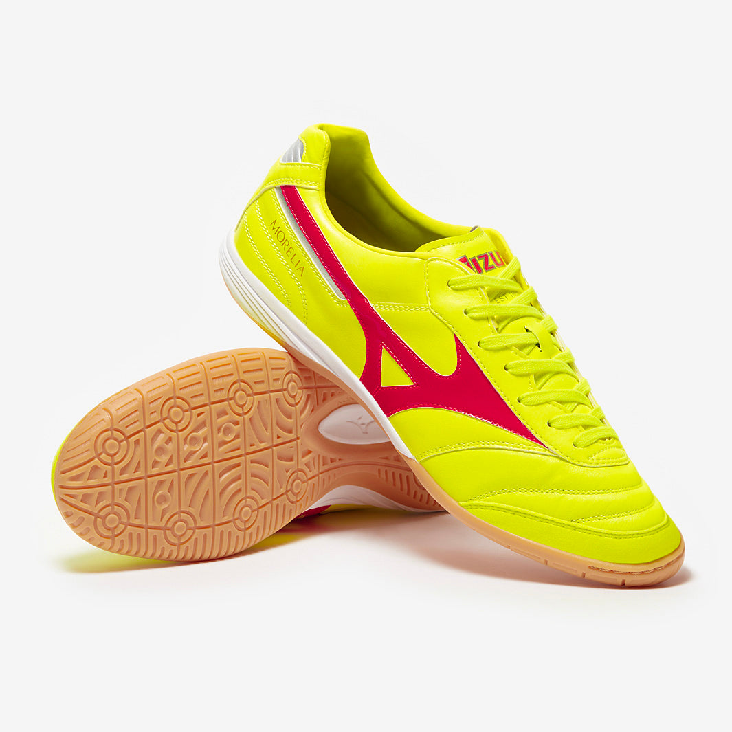 Mizuno Morelia Sala Elite IN - Safety Yellow/Fiery Coral - Mens Cleats