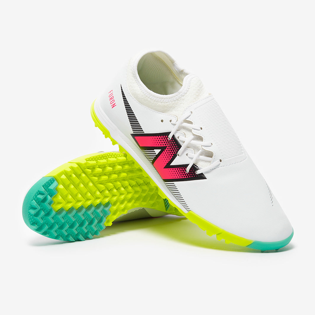 New Balance Furon V7+ Dispatch Turf - White/Pink/Lime - Adult Boots