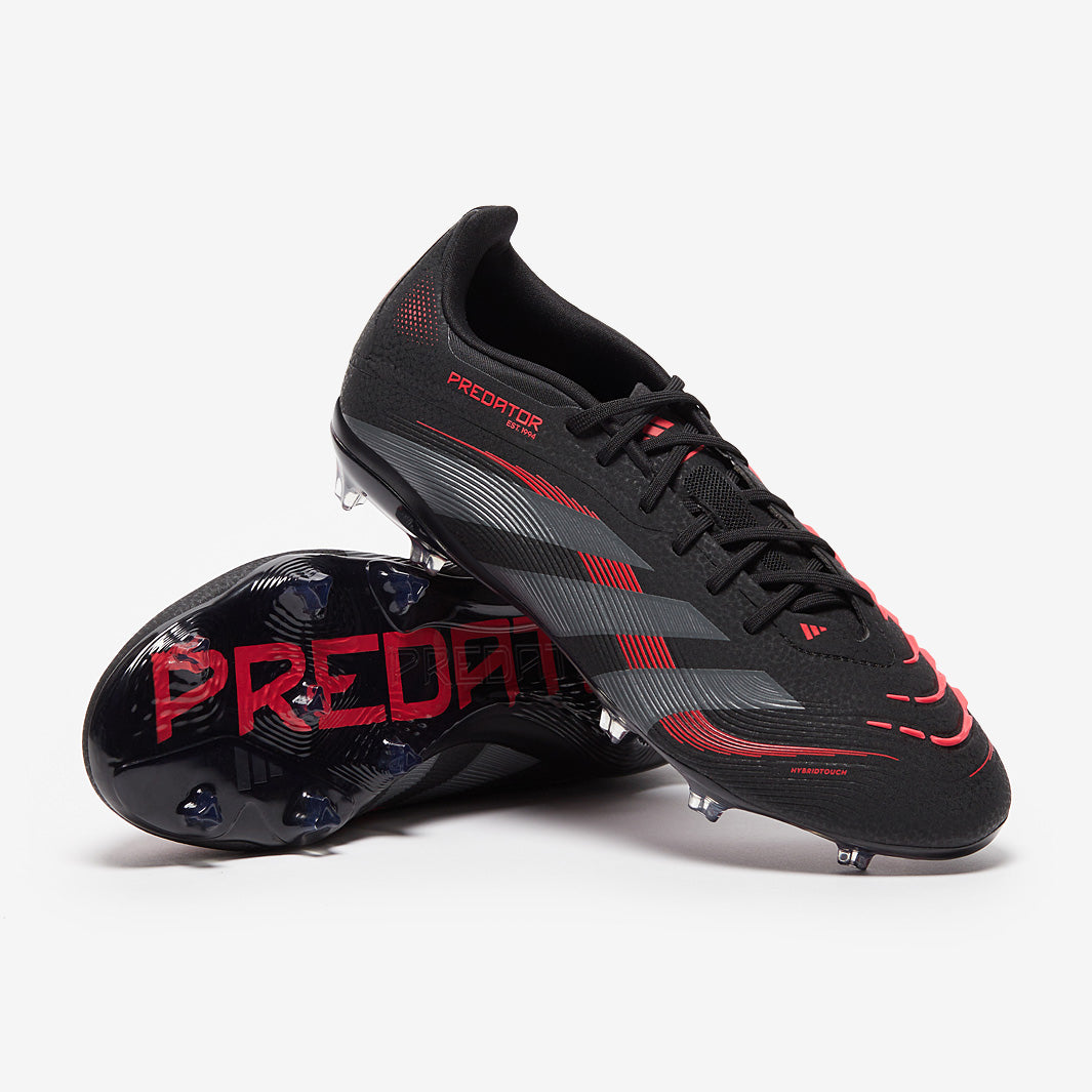 adidas Kids Predator Elite Firm Ground - Black/Grey Four/Lucid Red
