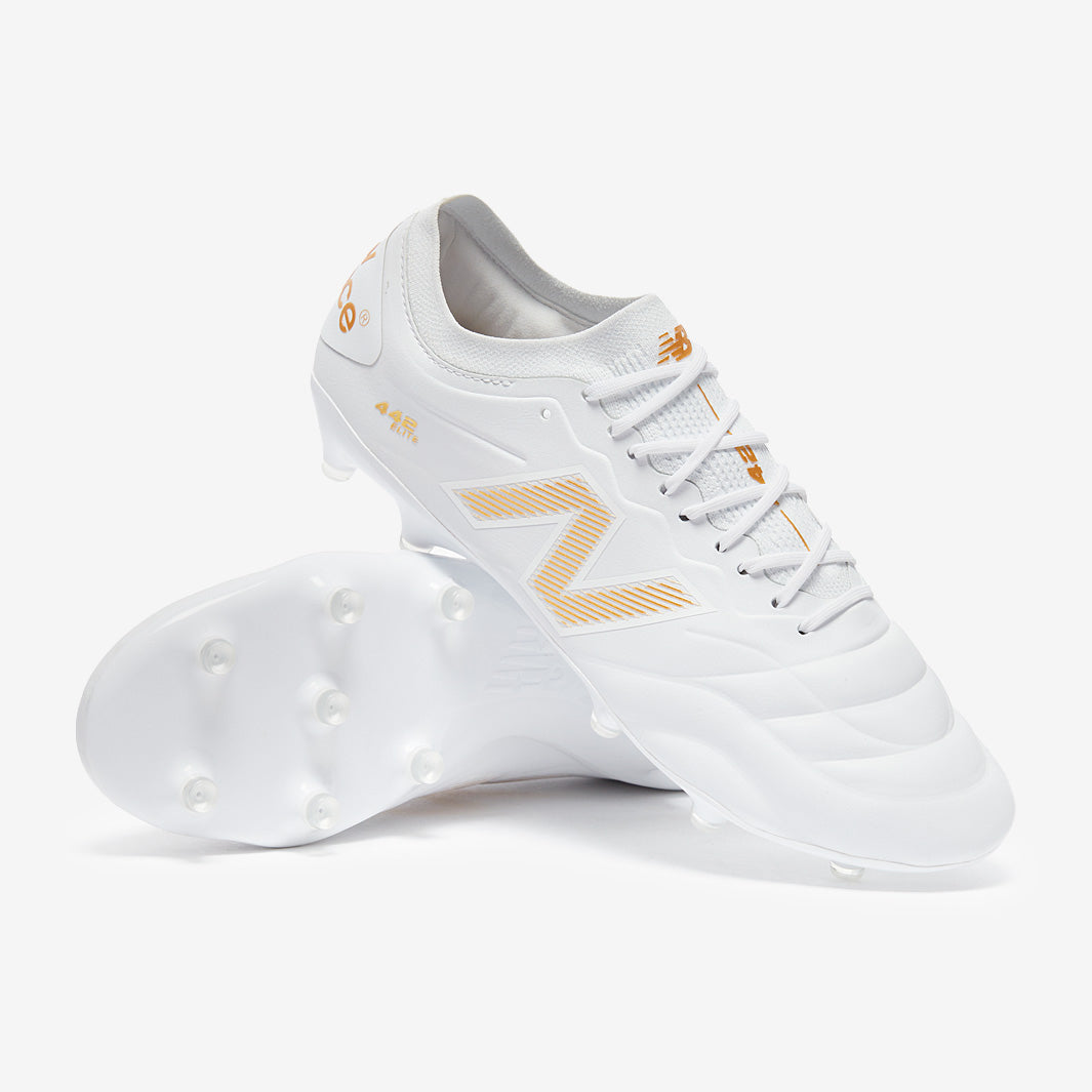 New Balance 442 V2 Elite Firm Ground - White/Metallic Gold - Adult