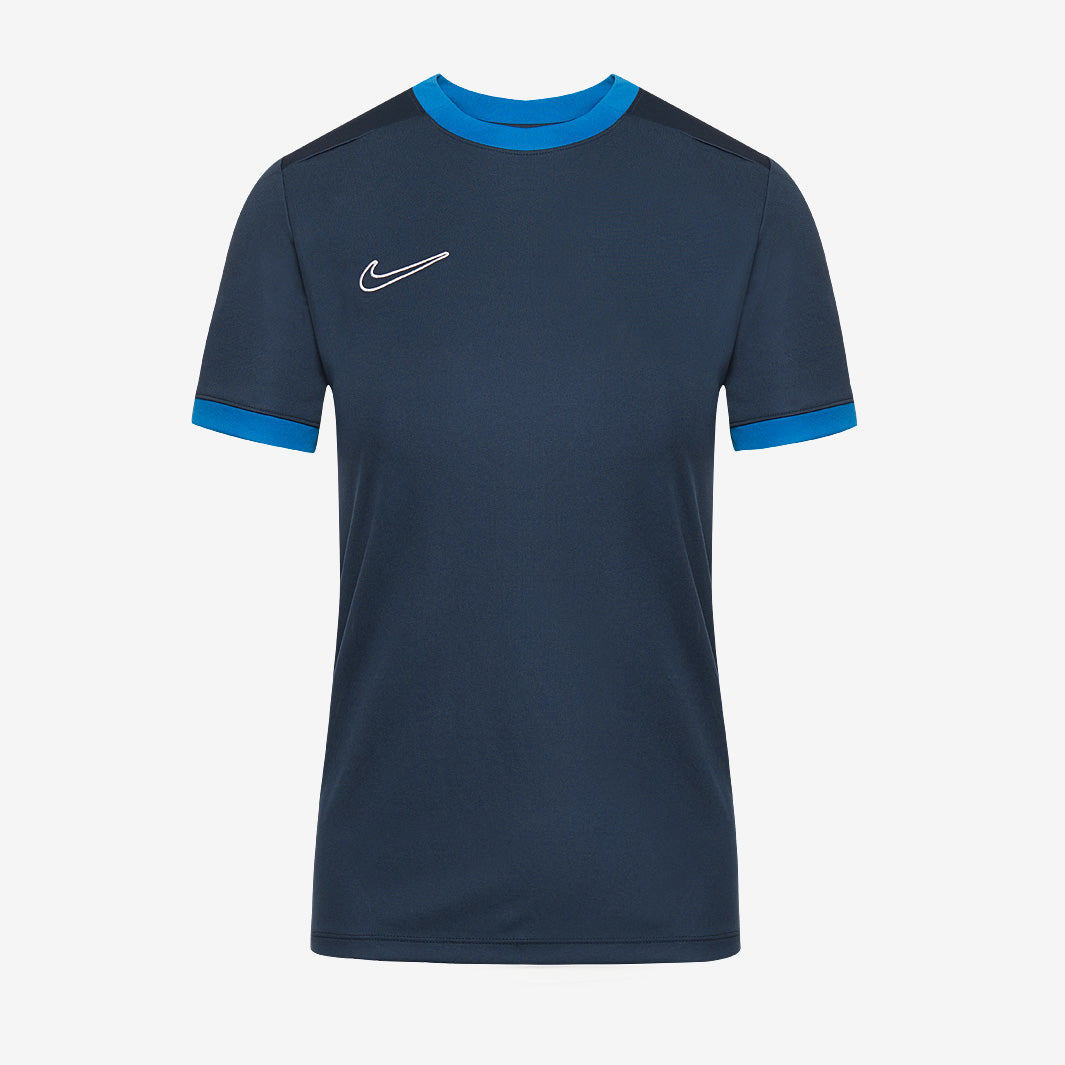 nike football training gear Nike Womens Academy 25 SS Training Shirt - Midnight Navy/Royal Blue/White