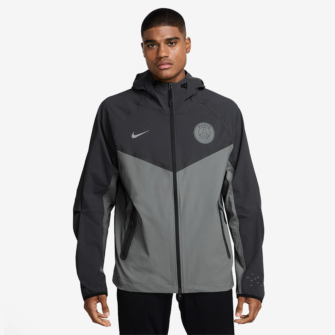 Nike Paris Saint-Germain ジャケット グレー Nike Paris Saint-Germain 25/26 Tech Woven Windrunner Full Zip