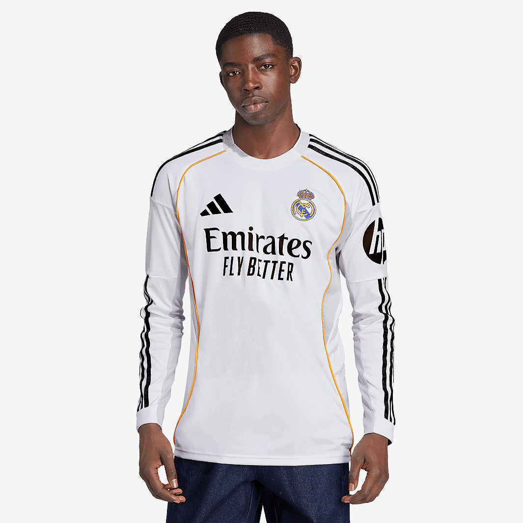 adidas Real Madrid 25/26 LS Home Shirt - White - Mens Replica