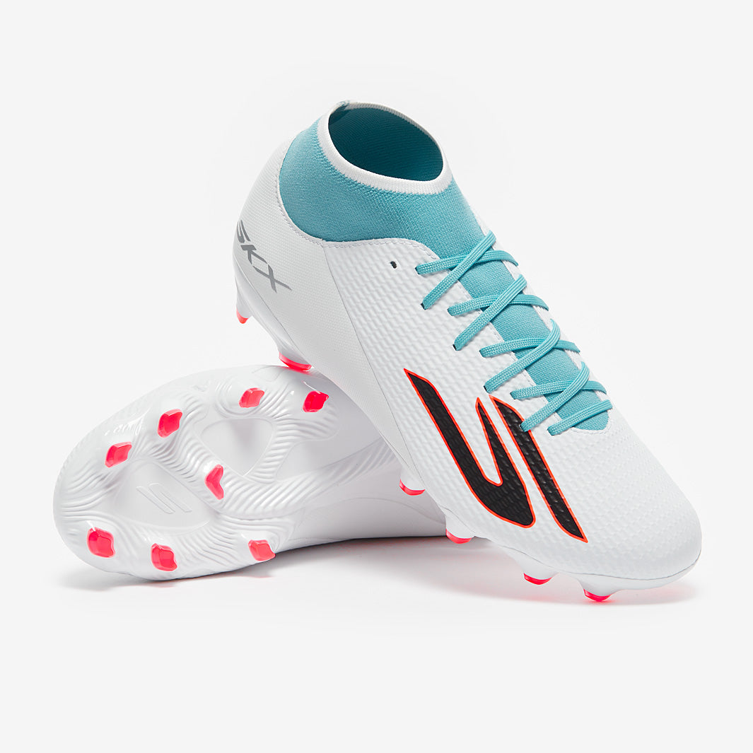 Skechers SKX 2 Academy High Firm Ground - White/Teal/Coral - Adult