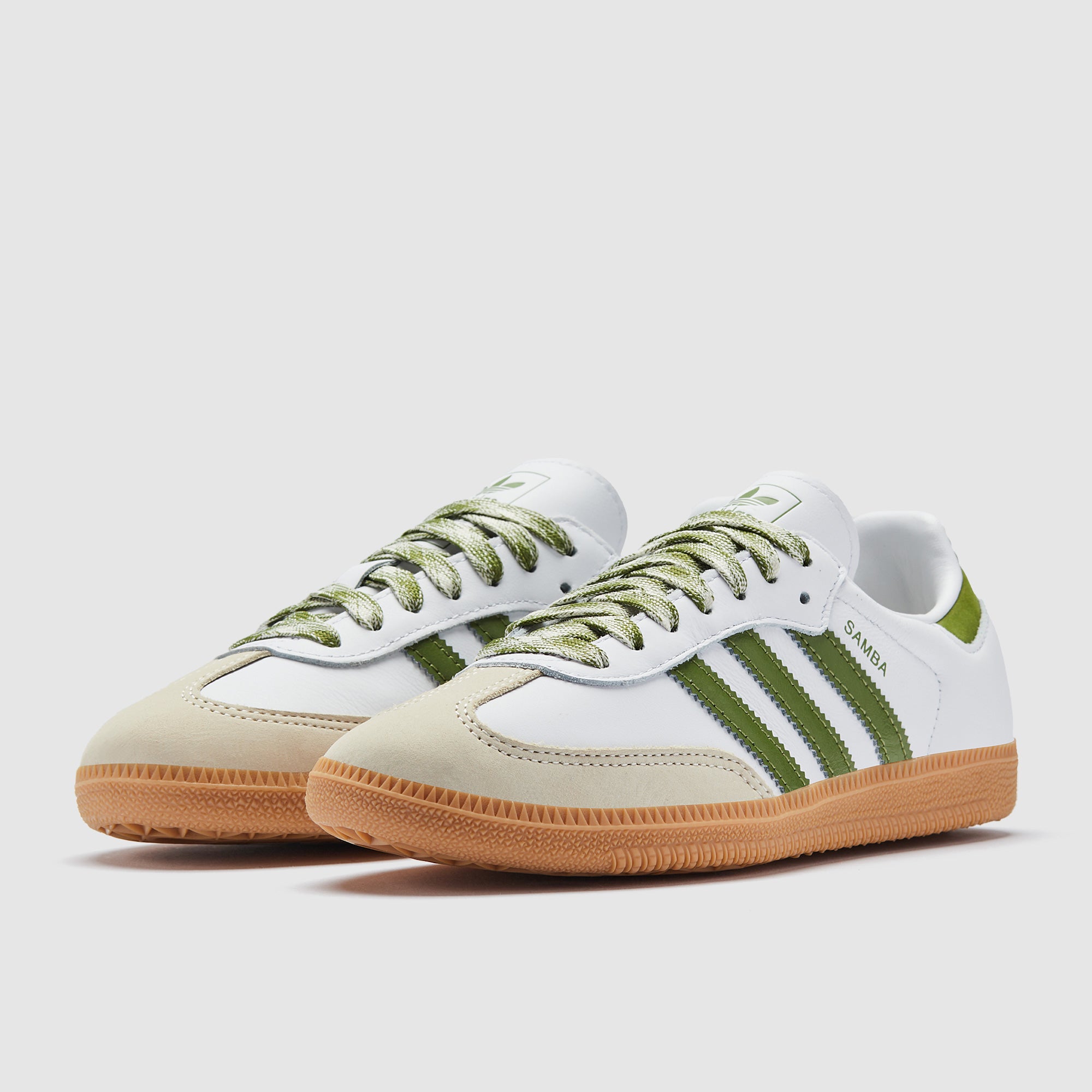 adidas Originals Womens Samba OG - Ftw White/Tech Olive/Gum -Trainers
