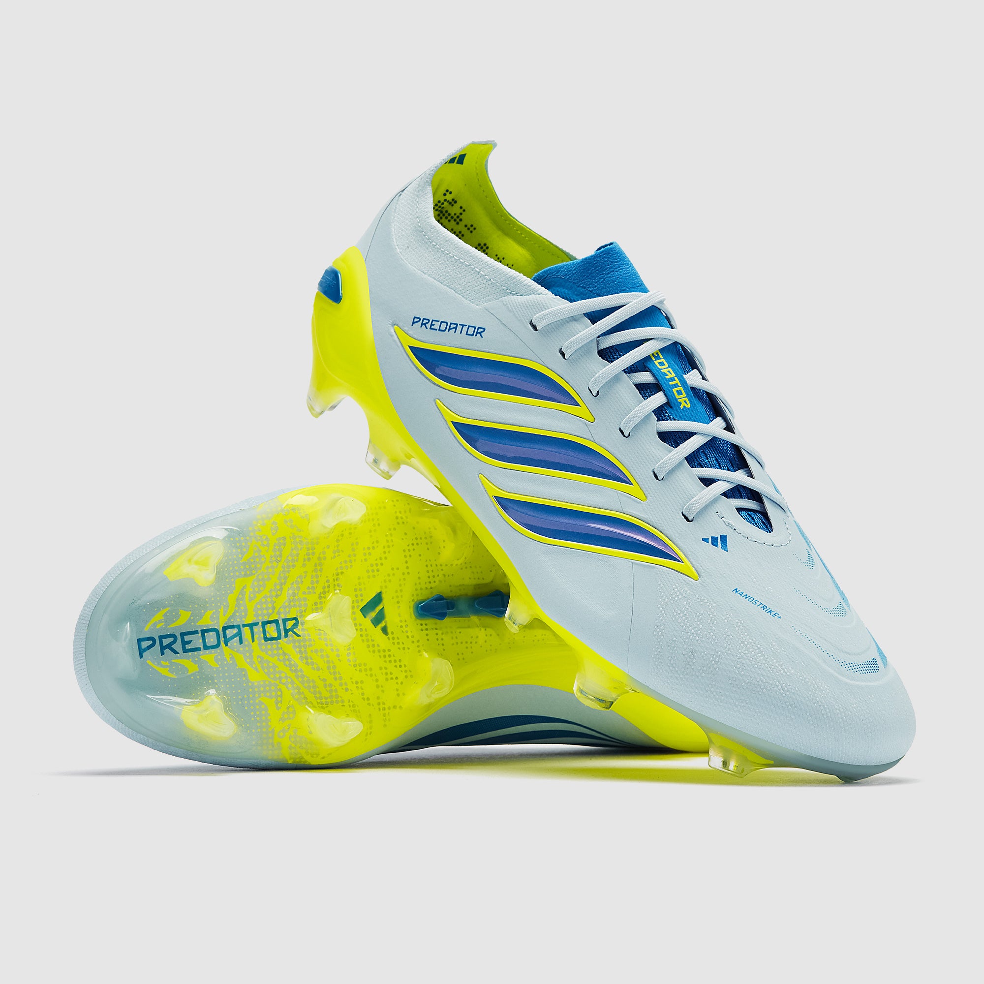 adidas Predator サッカーシューズ ホワイト/ブルー/イエロー adidas Predator Elite Firm Ground - Crystal Sky/Ray Blue/Team