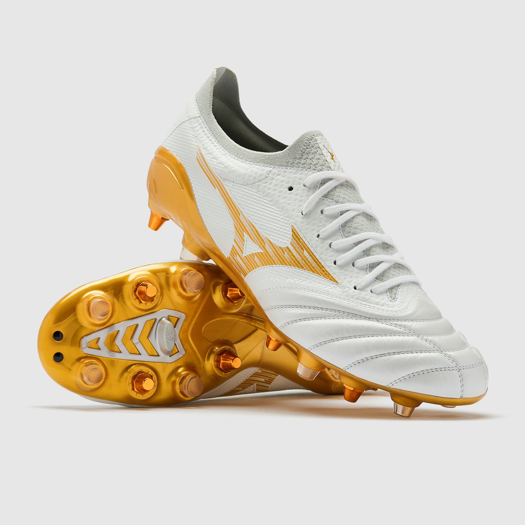 Mizuno Morelia Neo IV Beta Elite Mix Soft Ground - White/MP Gold