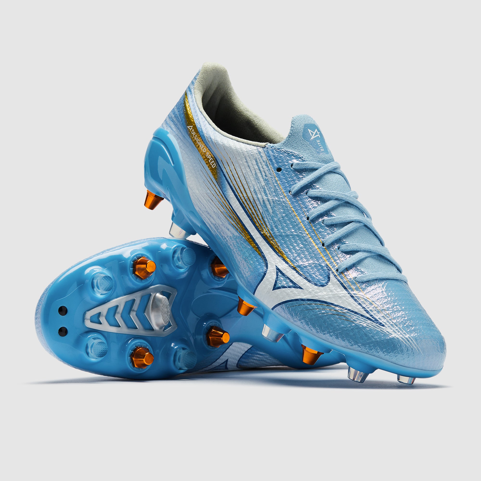 Mizuno Alpha III Elite Mix Soft Ground - Celeste/White - Adult Boots