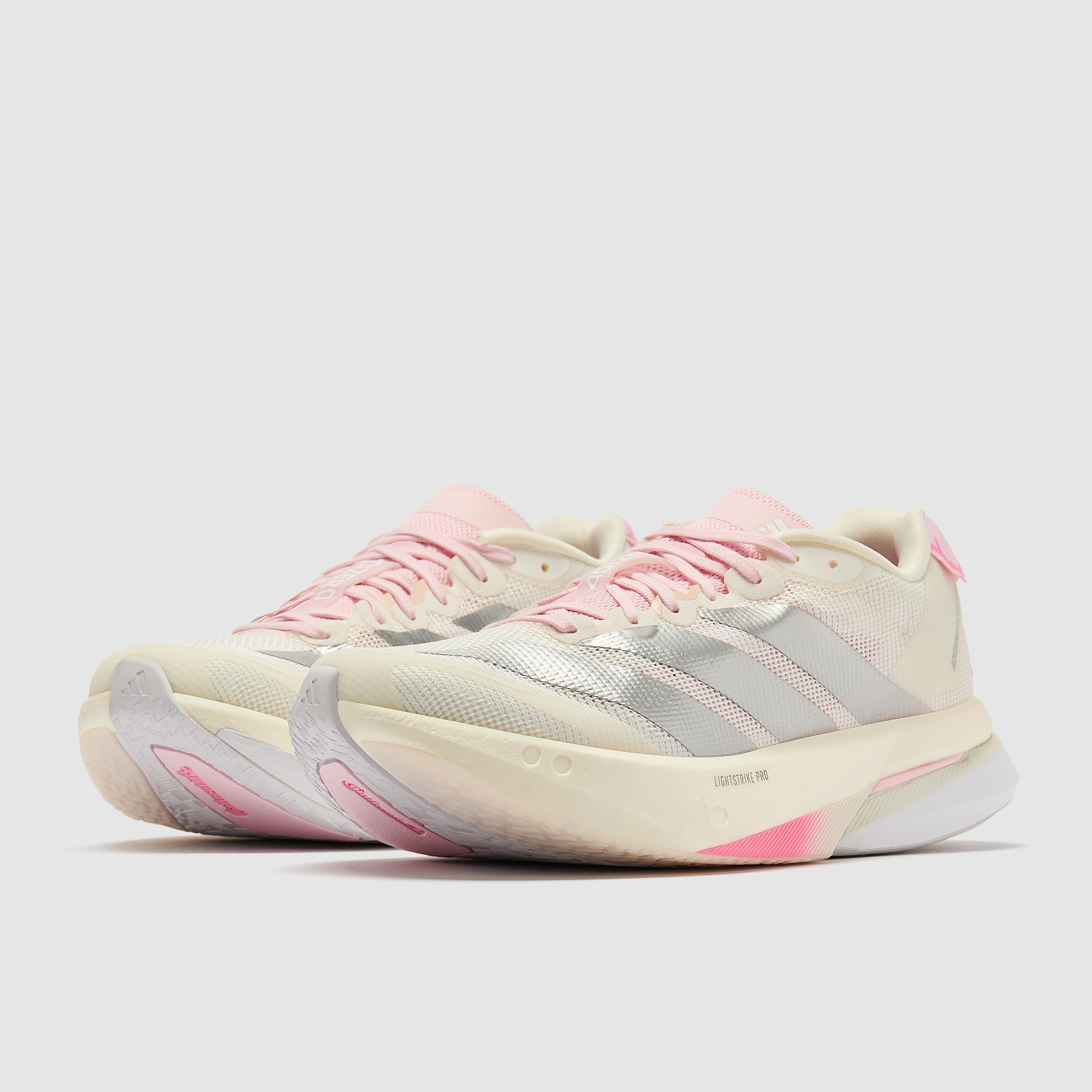 adidas Womens adizero Boston 13 - Core White/Silver Met./Clear Pink