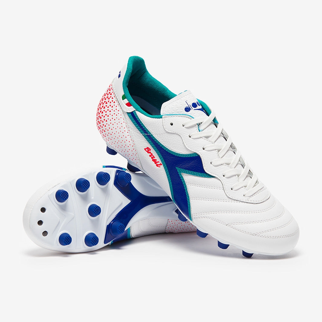 Diadora Brasil サッカーシューズ ホワイト/ブルー Diadora Brasil Made in Italy OG FG - White/Navy - Mens Boots