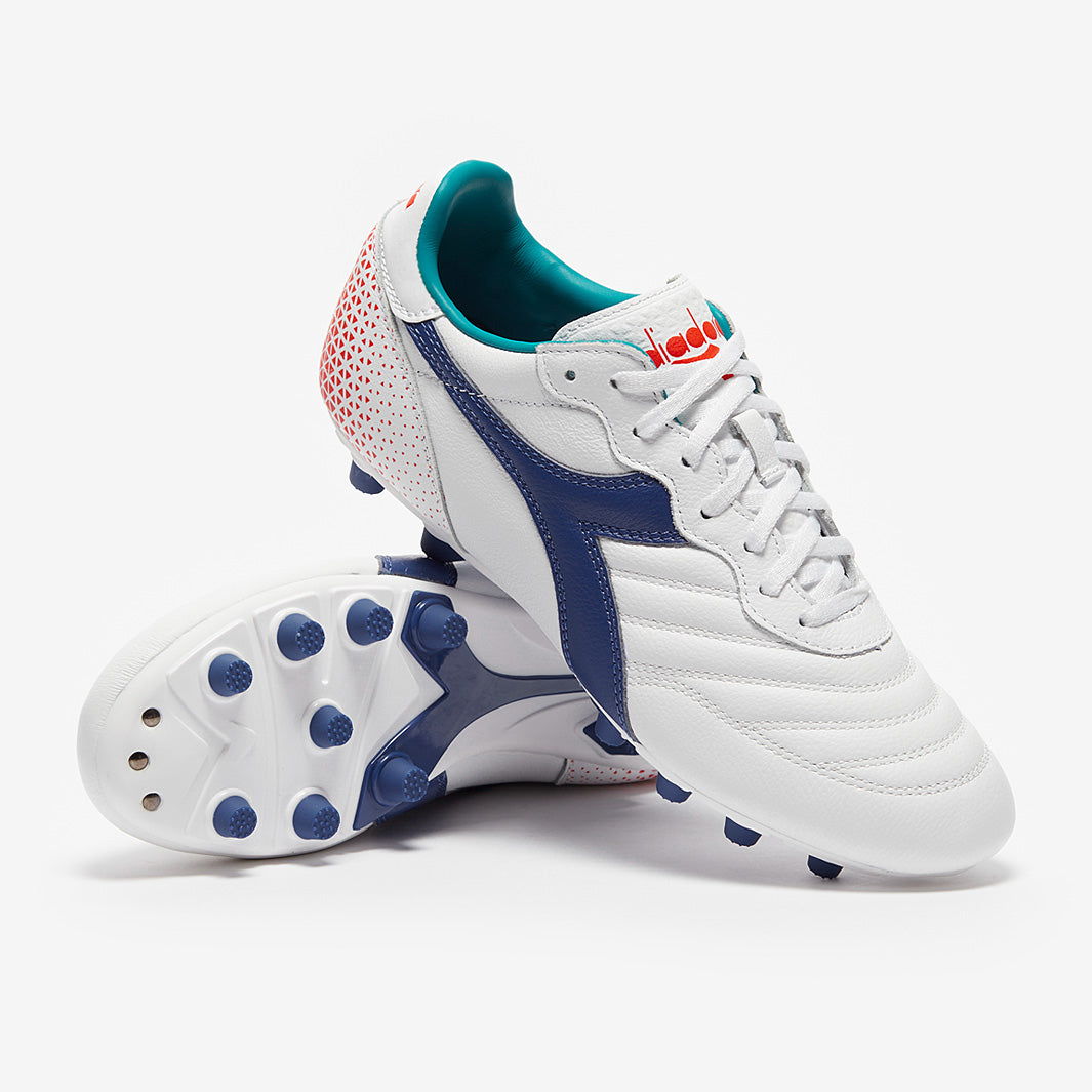 Diadora Brasil サッカーシューズ ホワイト/ブルー Diadora Brasil Pro FG - White/Navy - Mens Boots