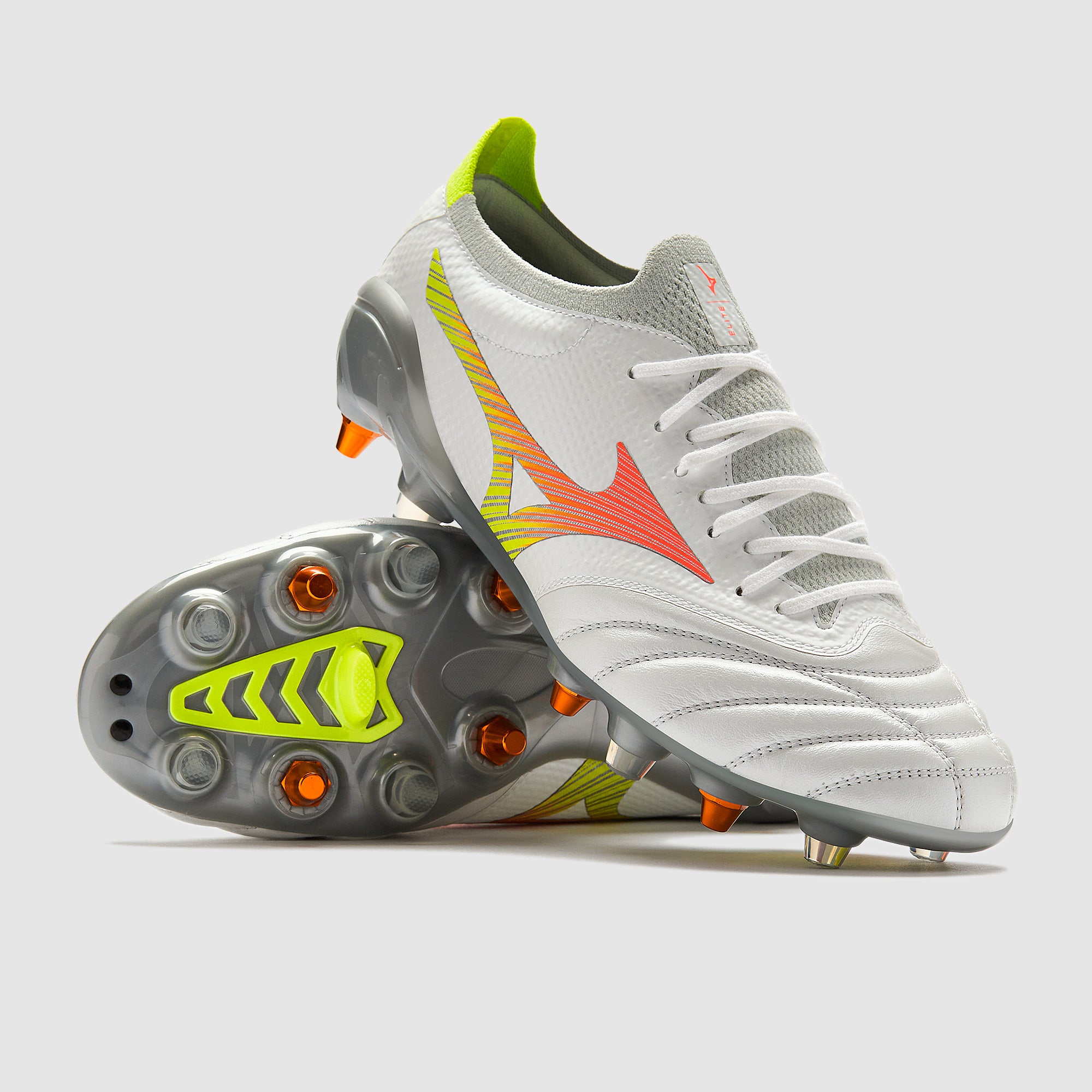 Mizuno Morelia Neo V Beta Elite Mix Soft Ground - White/Lava 