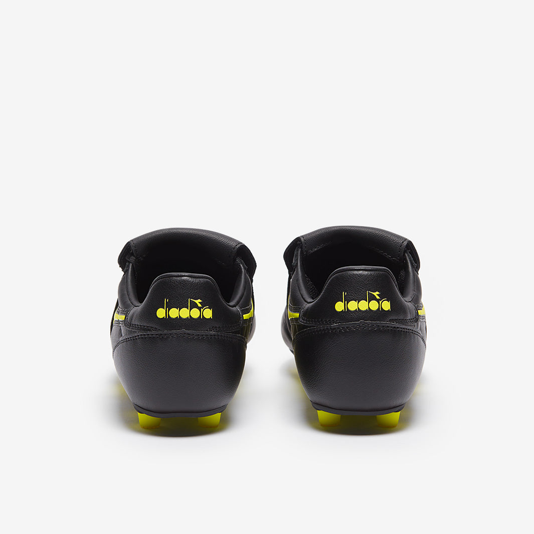 Diadora Brasil Classico Firm Ground - Black/Fluo Yellow - Adult Boots