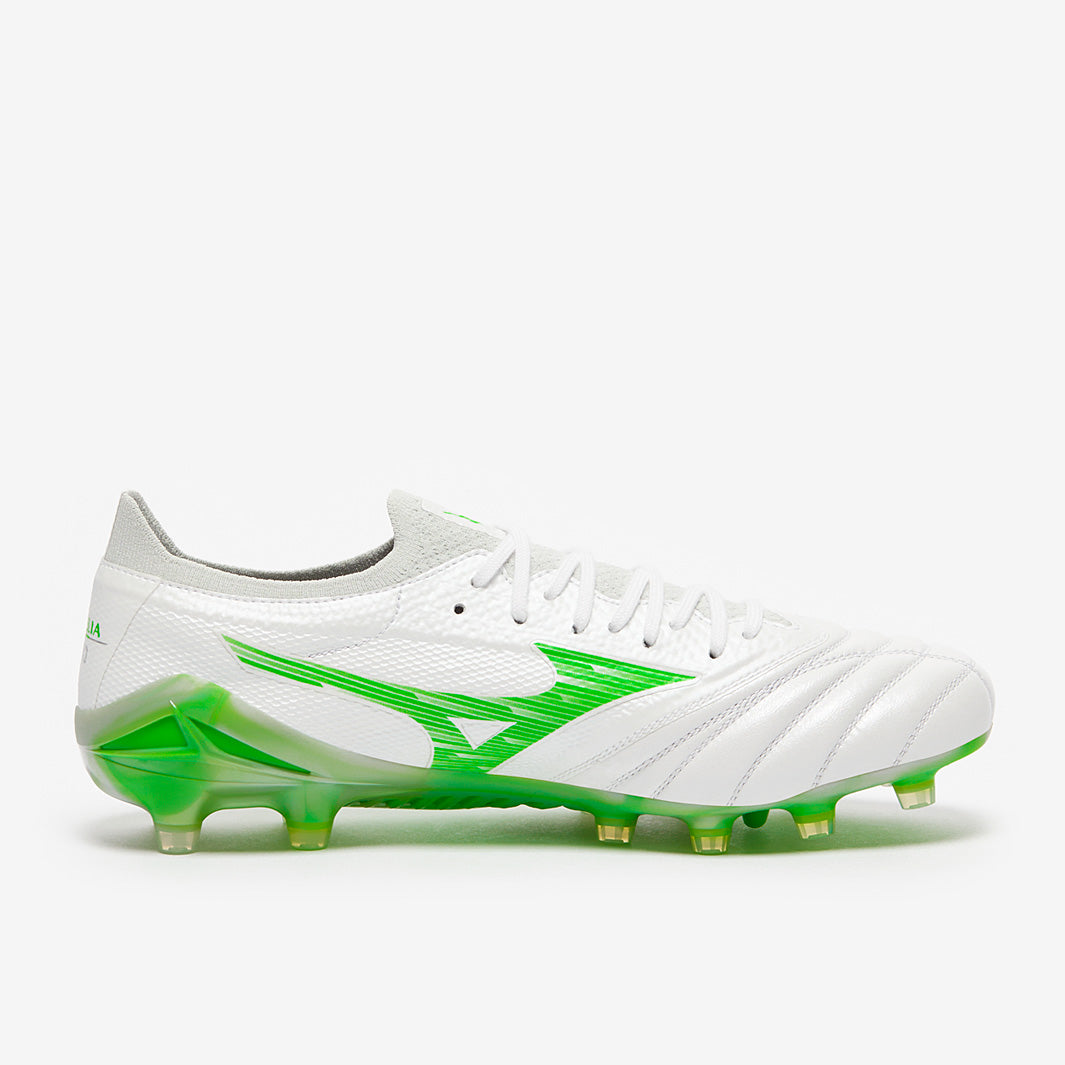 Mizuno Morelia Neo IV Beta Elite FG - White/Neon Green/Cool Gray