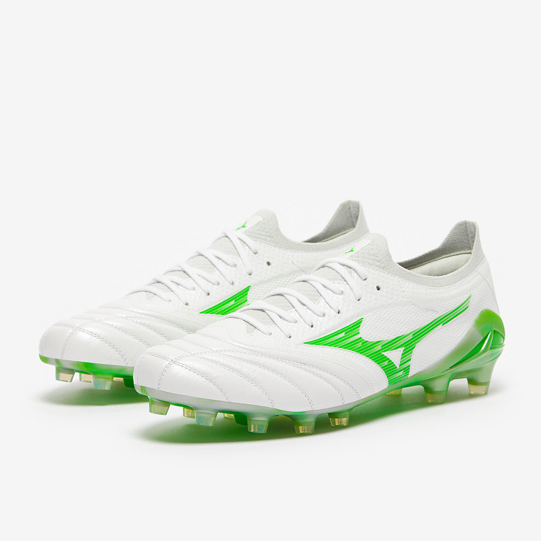 Mizuno Morelia Neo IV Beta Elite FG - White/Neon Green/Cool Gray