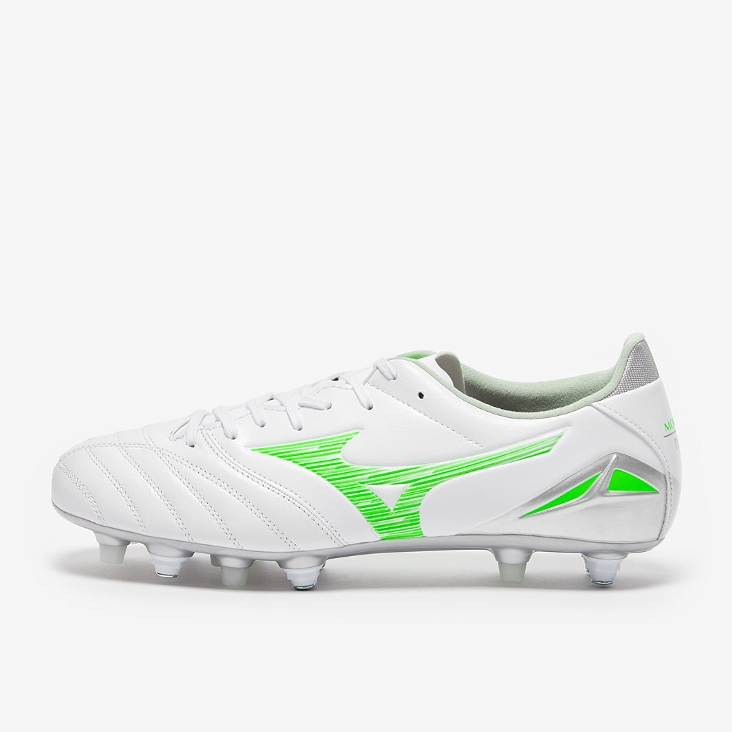 Mizuno Morelia Neo IV Pro SG - White/Neon Green/Cool Gray - Adult
