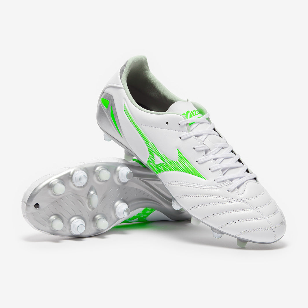 Mizuno Morelia Neo IV Pro SG - White/Neon Green/Cool Gray - Adult