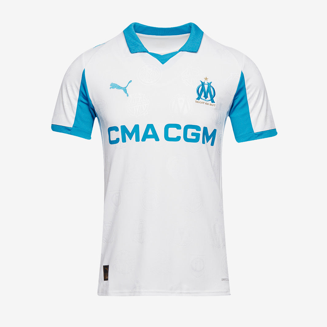 Puma Olympique Marseille 25/26 Home Shirt - Puma White/Bleu Azur