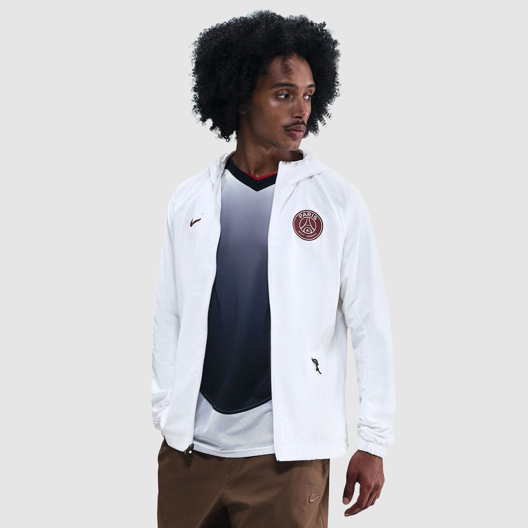 NIKE Paris Saint-Germain ウーブンジャケット Nike Paris Saint-Germain 25/26 Woven AWF Jacket - White - Mens Replica