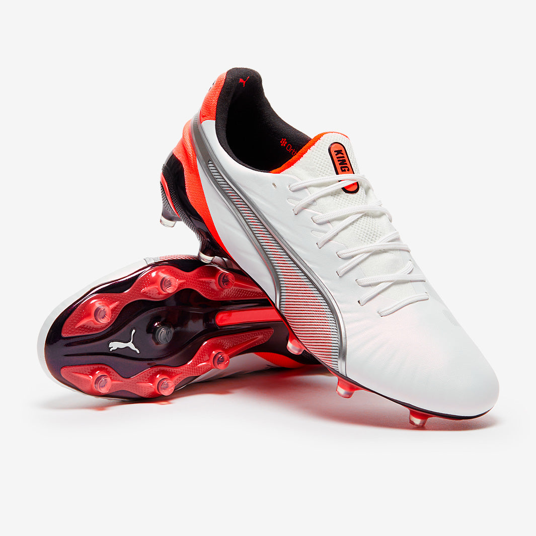 Puma King Ultimate FG/AG - Puma White/Puma Silver/Glowing Red/Puma