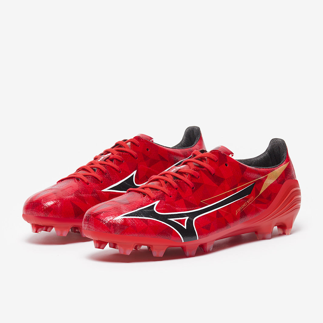 Minoaka☆ブラック×レッド Mizuno Alpha II Made in Japan Firm Ground - Morelia 40th Red/Black