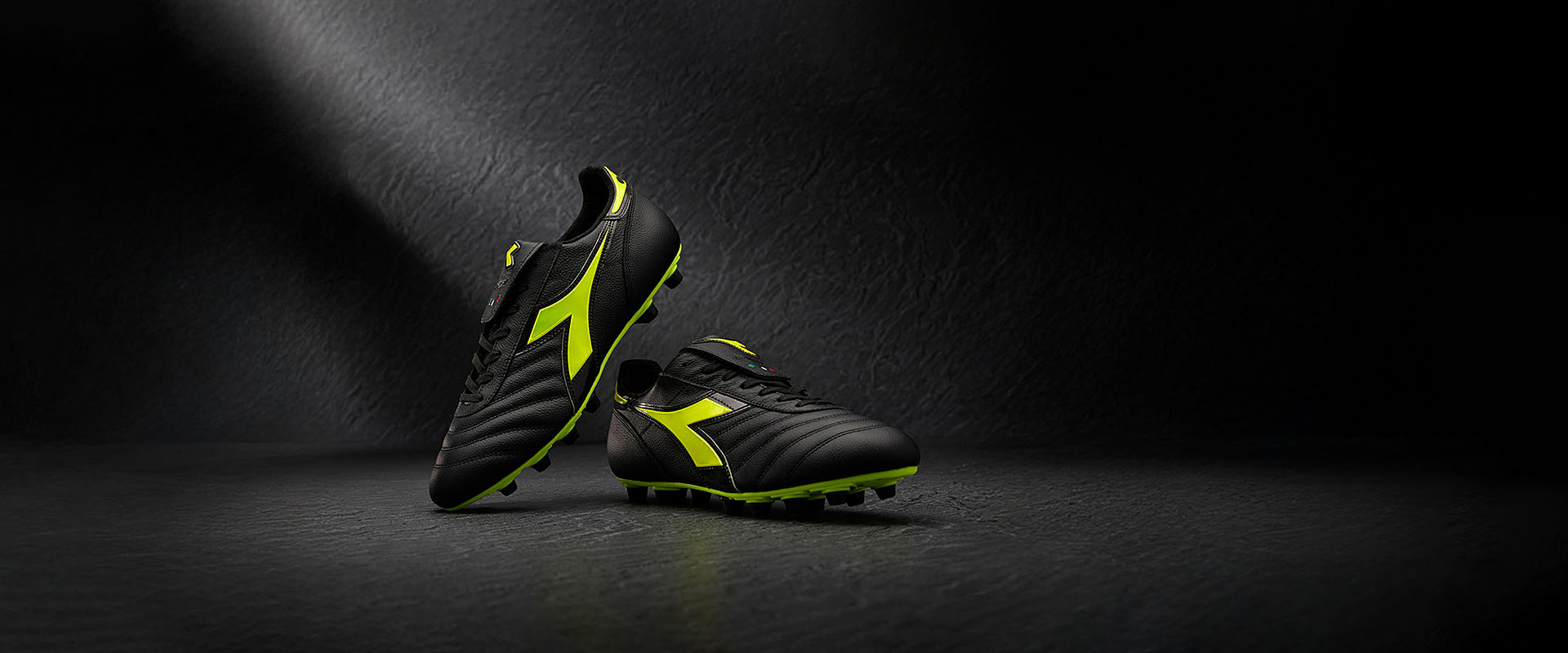 Diadora Brasil Made in Italy OG FG - Black/Fluo Yellow - Adult Boots
