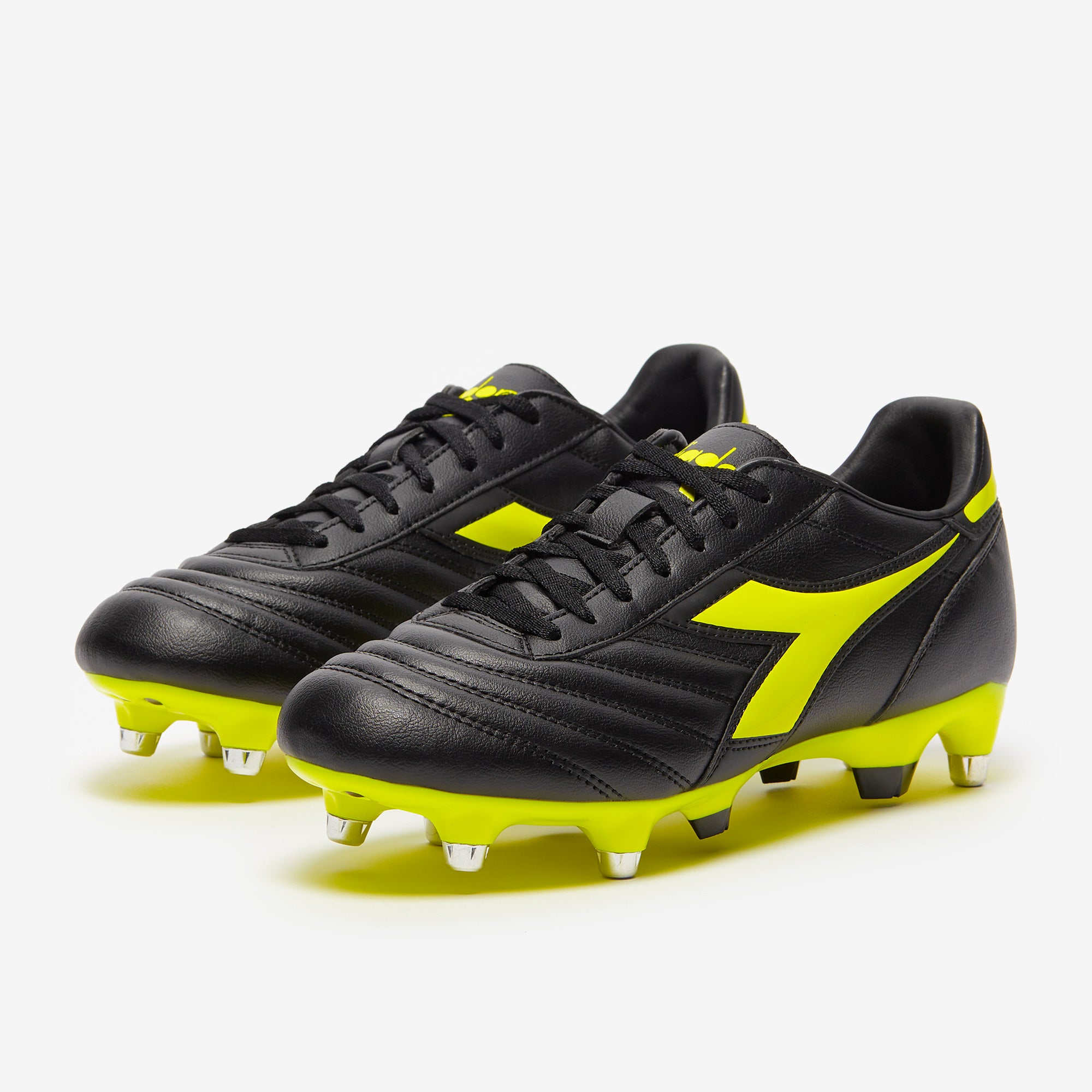 Diadora Brasil Academy SG - Black/Fluo Yellow - Adult Boots