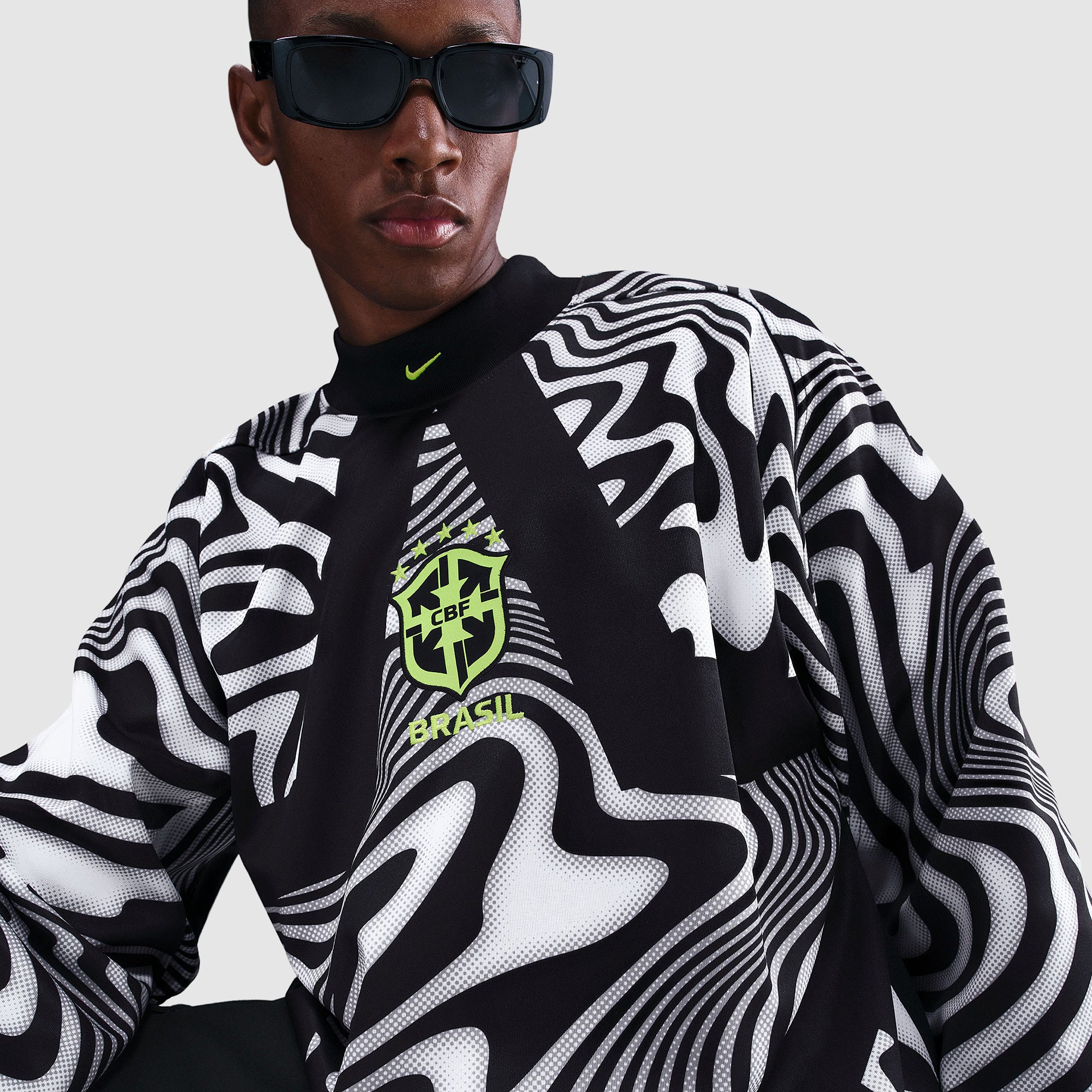 Nike Brazil 2025 LS Goalkeeper Shirt - Black/Volt/Volt - Mens Replica