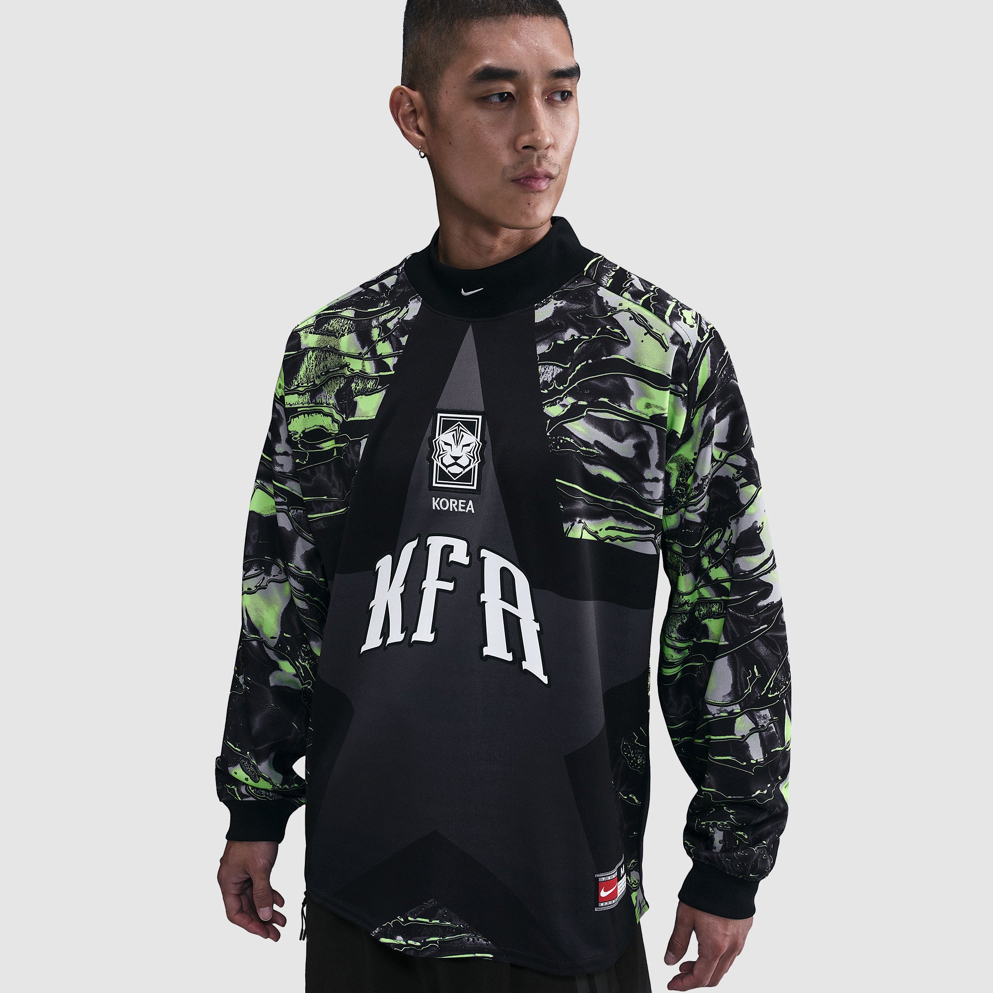 Nike korea 長袖シャツ 韓国代表　ゴールキーパー　ユニフォーム　緑 Nike South Korea 2025 LS Goalkeeper Shirt - Black/Black/White