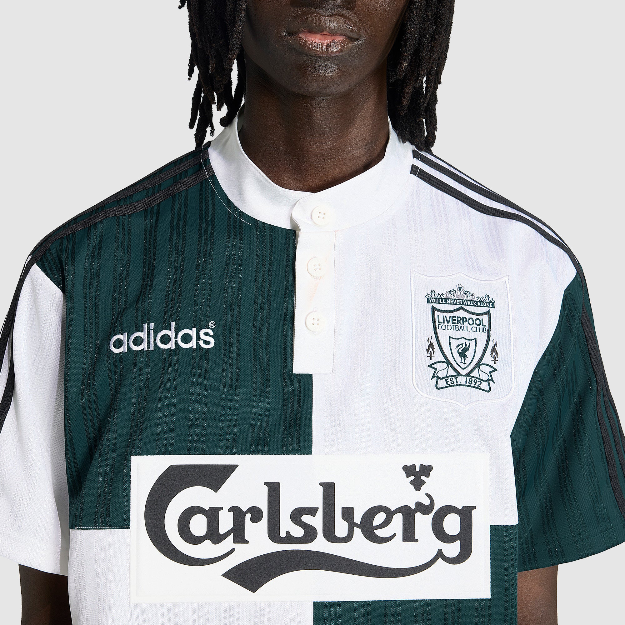 adidas Liverpool 1995 Away Shirt - White/Rich Green - Mens Replica