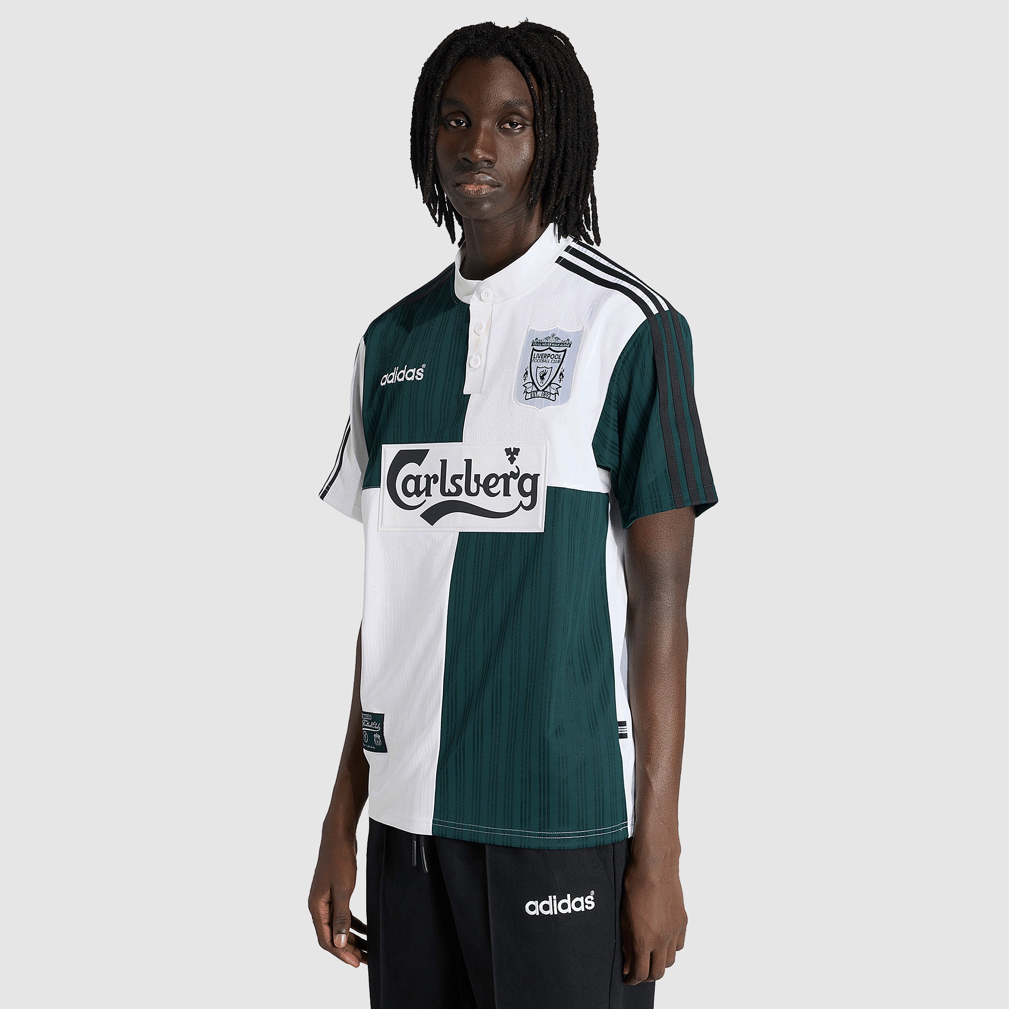 adidas Liverpool 1995 Away Shirt - White/Rich Green - Mens Replica