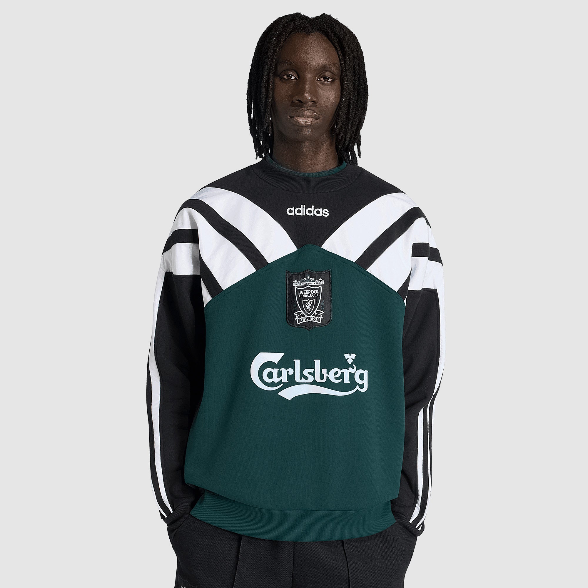 adidas Liverpool 1995 Sweatshirt - Rich Green/Black - Mens Replica