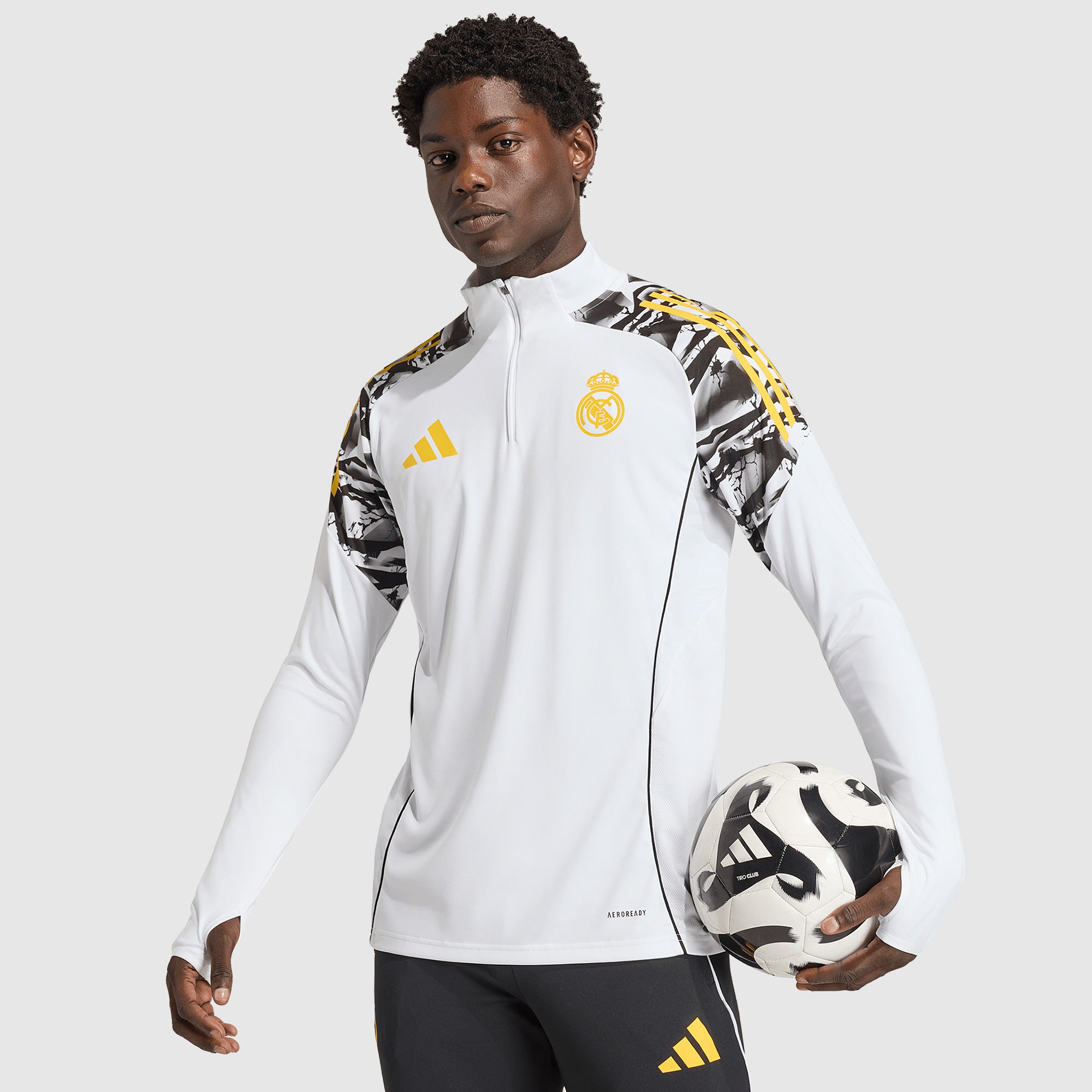 adidas Real Madrid 25/26 x Marvel Drill Top - White/Bold Gold