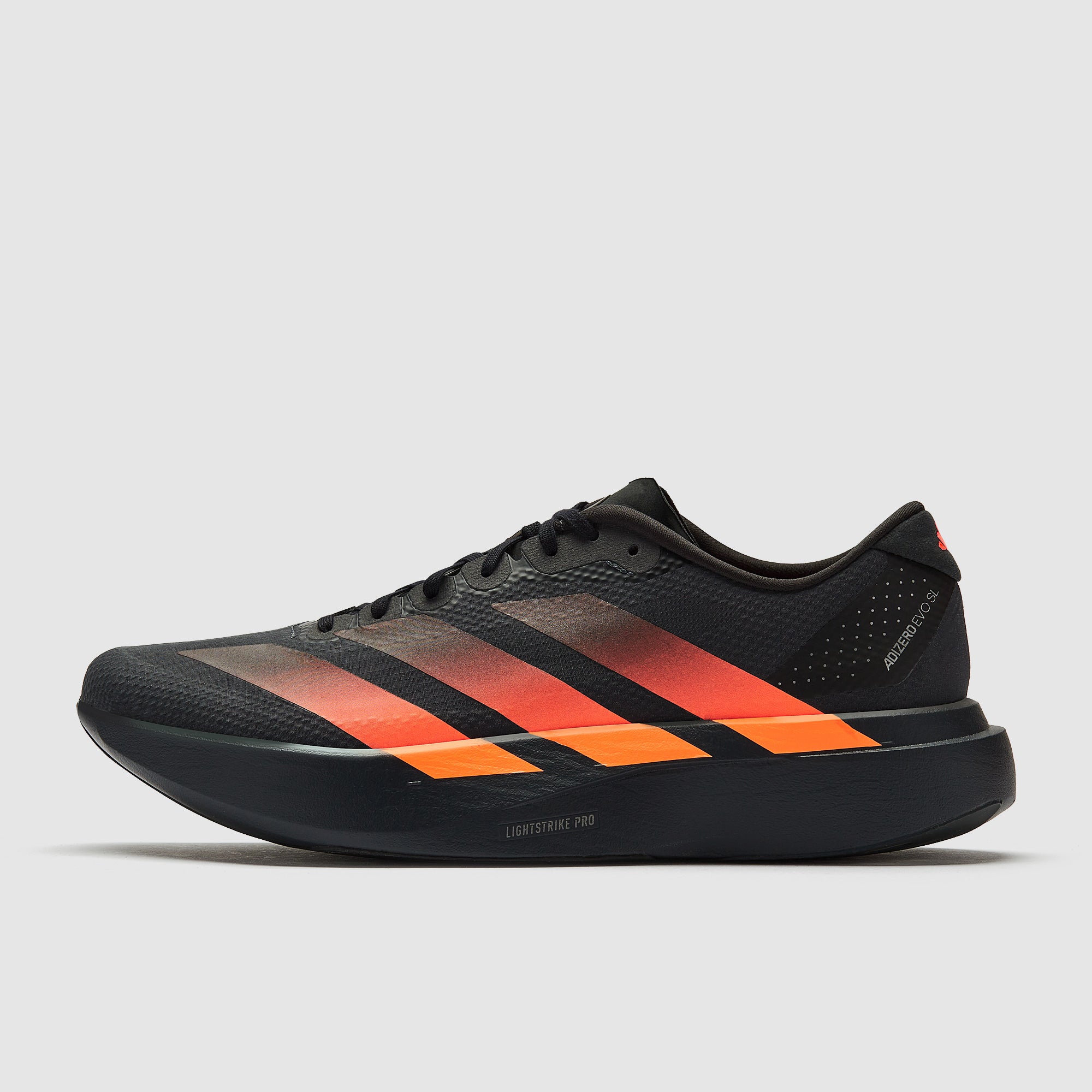 adidas ADIZERO Evo SL M 27.5 ブラック オレンジ adidas adizero Evo SL Woven - Carbon/Core Black/Lucid Orange