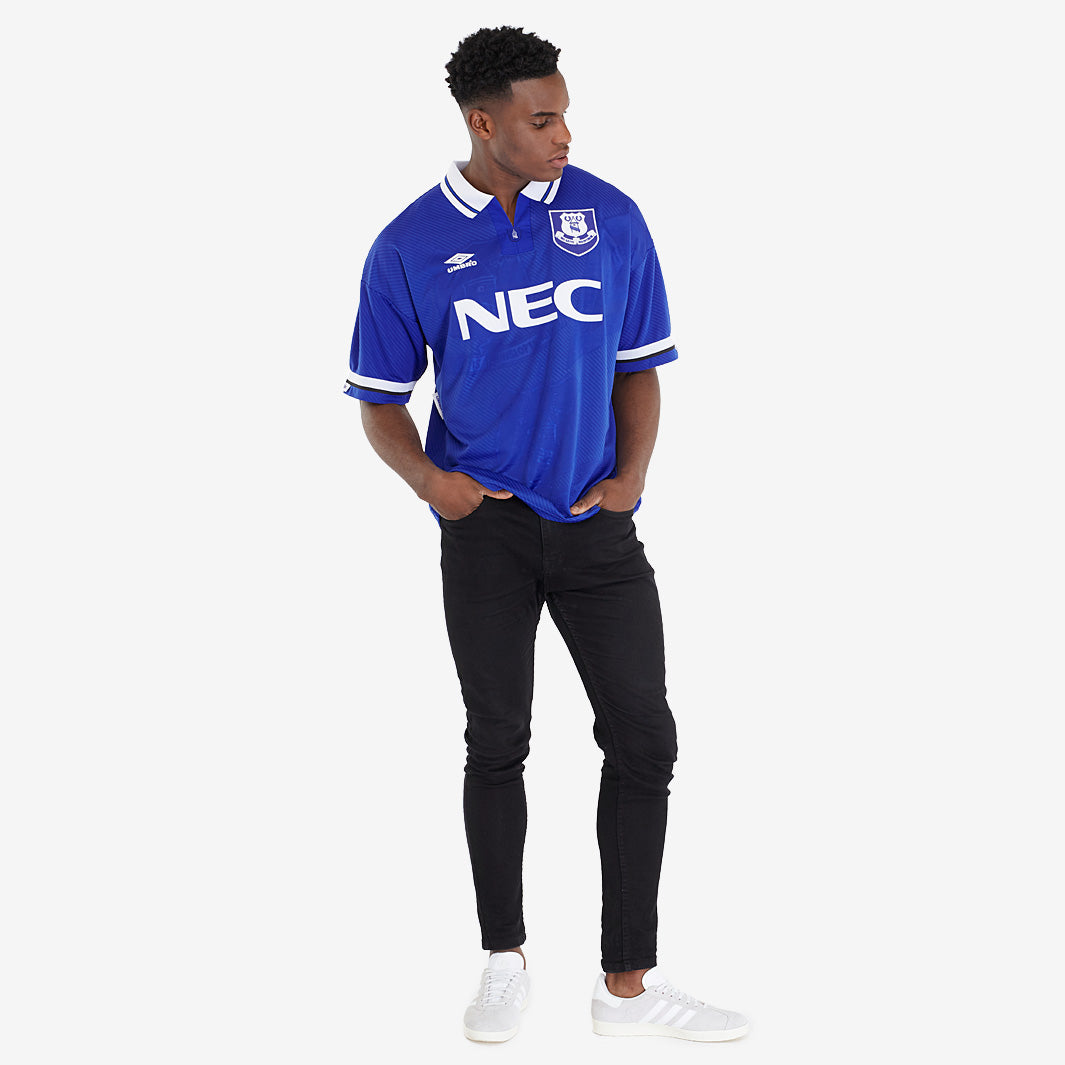 Score Draw Retro Everton FC 1994 Home Umbro Shirt - Blue/White