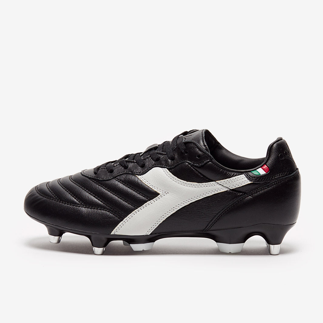 Diadora Brasil K-Leather SG - Black/White - Soft Ground - Mens Boots