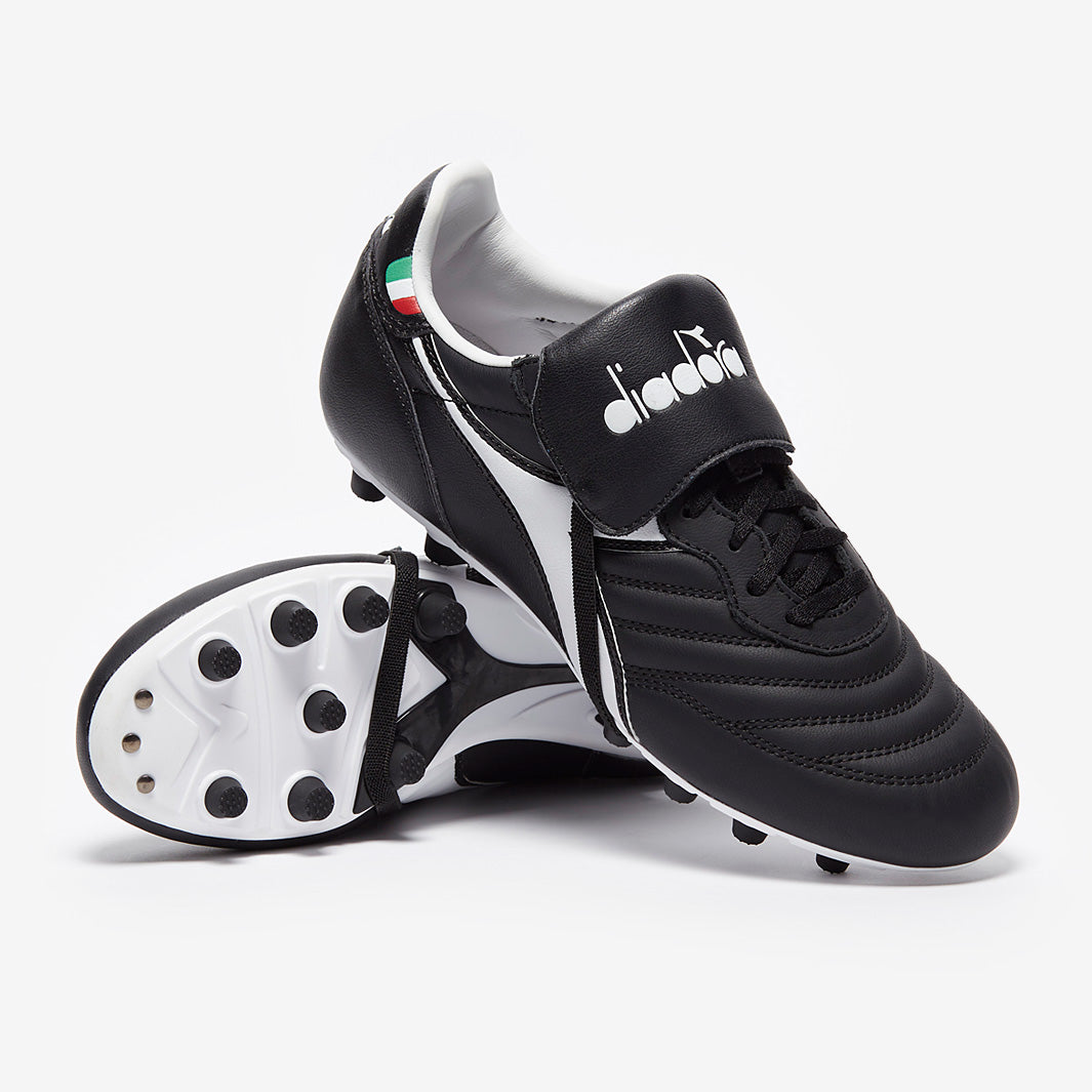 Diadora Brasil Classico Leather FG - Black/Black/White - Adult Boots
