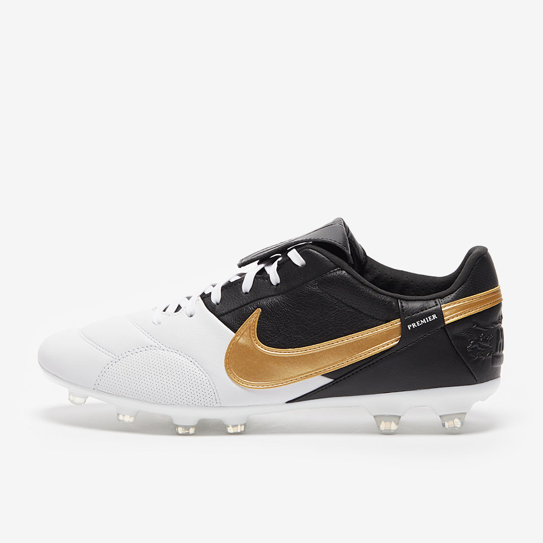 Nike The Premier III FG - White/Metallic Gold/Black - Mens Boots