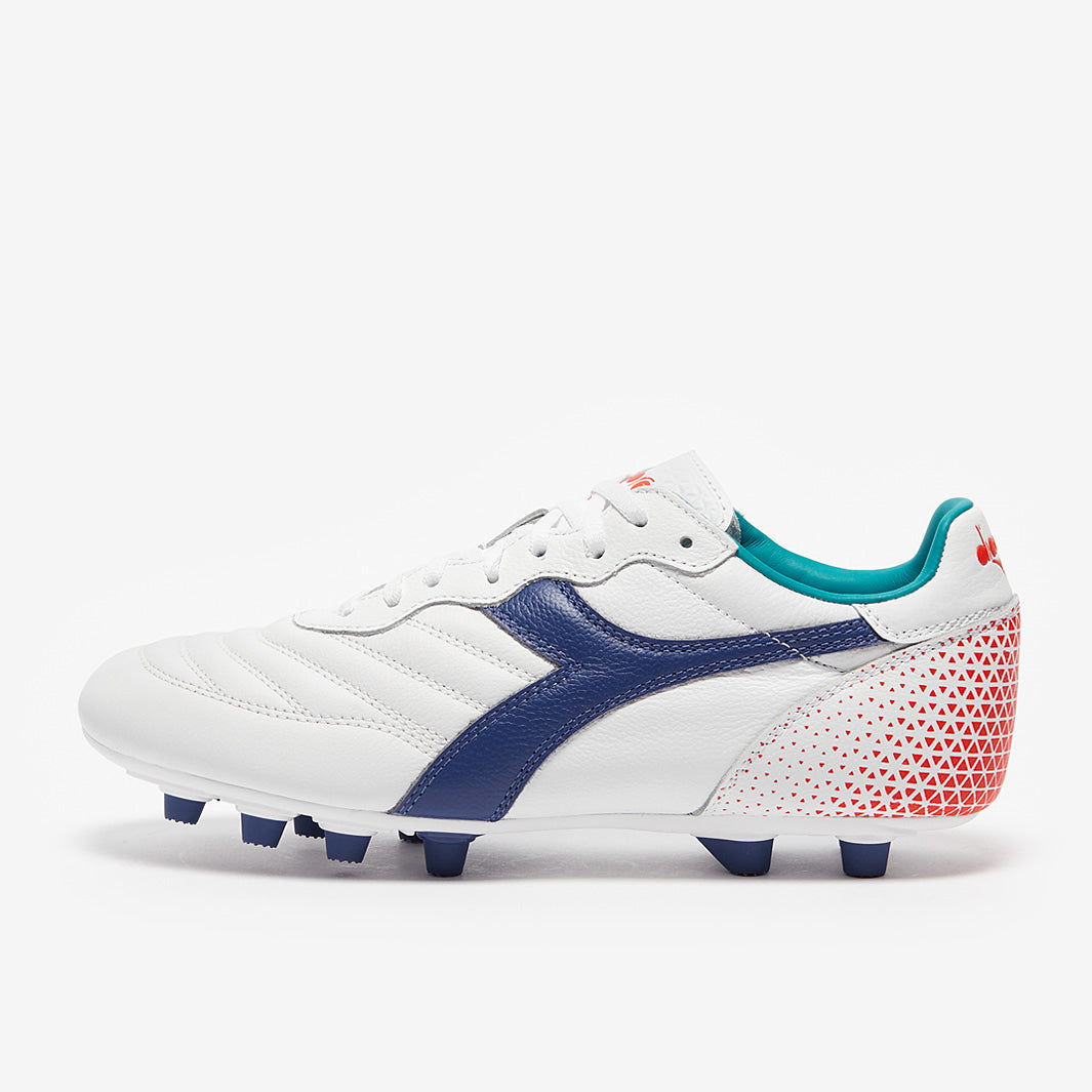 Diadora Brasil Pro FG - White/Navy - Mens Boots