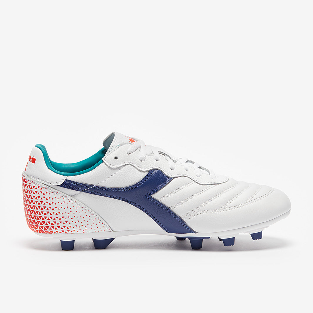 Diadora Brasil Pro FG - White/Navy - Mens Boots
