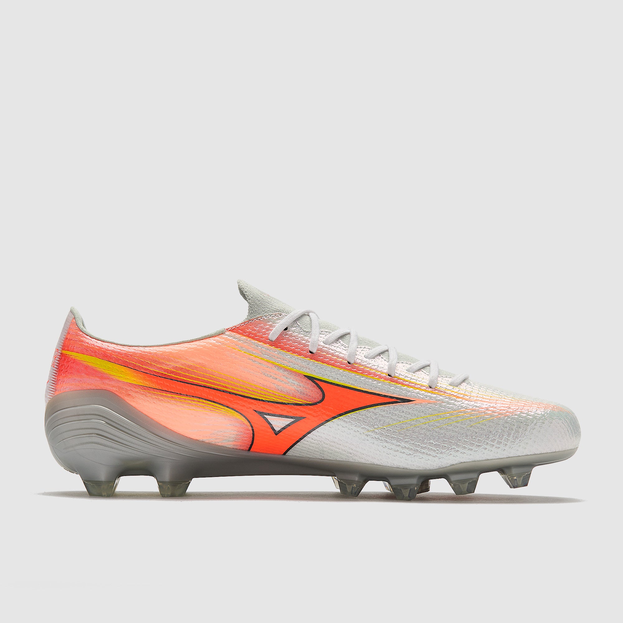 シュート 3冠 Mizuno Alpha III Made Indoor Japan Firm Ground - White/Lava Orange