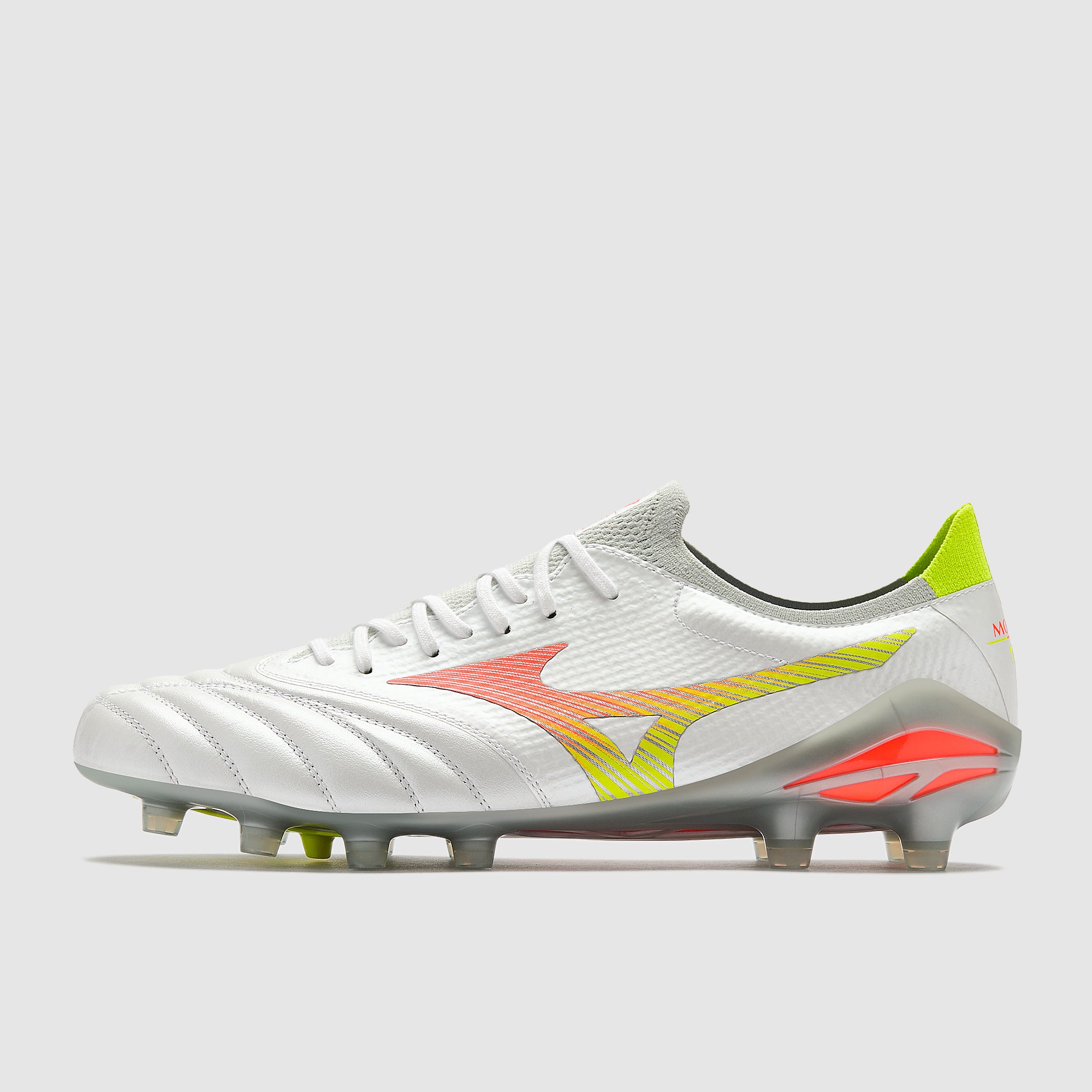 Mizuno Morelia Neo V Beta Elite Firm Ground - White/Lava Orange