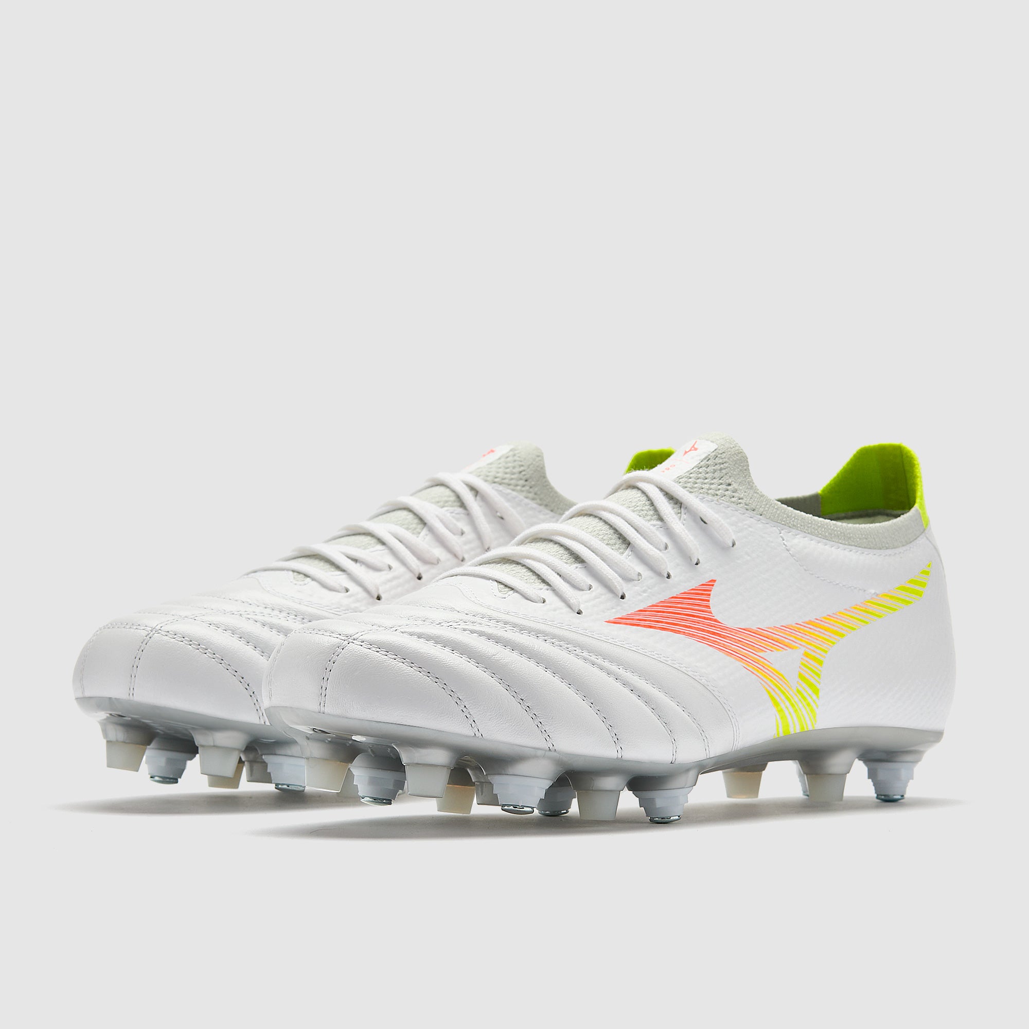 Mizuno Morelia Neo V Beta Pro Mix Soft Ground - White/Lava Orange